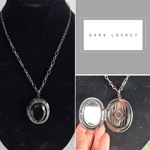 Silver and Black Locket Necklace